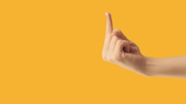 Vertical Video Finger Pointing Next Look Right Female Hand Demonstrating — Video Stock