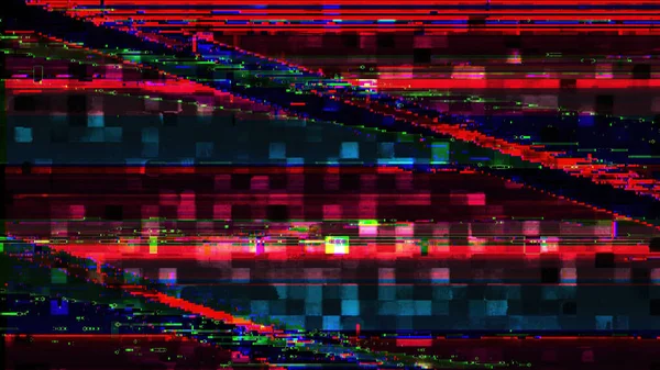 Renk Gürültüsü Bit Arıza Oyun Matrisi Bulanık Neon Kırmızı Mavi — Stok fotoğraf