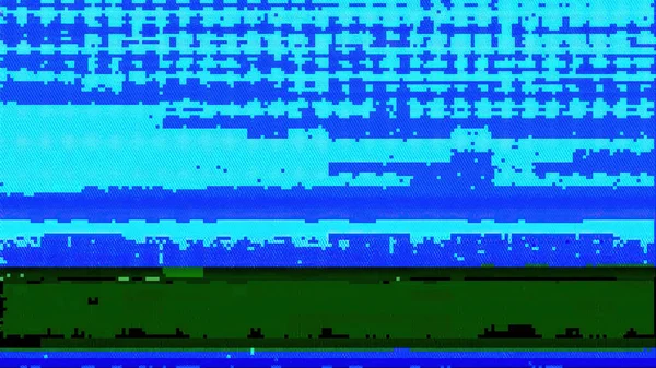 Rumore Colore Glitch Bit Virus Informatico Cyan Blu Verde Analogico — Foto Stock