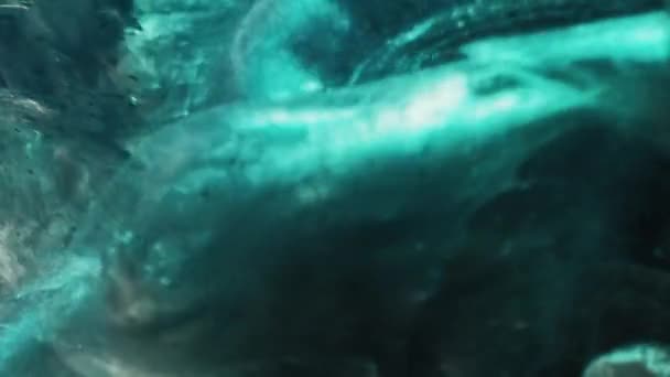 Vertical Video Flower Ink Water Paint Shot Underwater Explosion Cyan — Stockvideo
