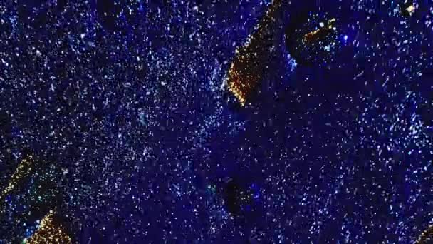Glitter Wave Flujo Pintura Líquido Espumoso Desenfocado Brillante Azul Dorado — Vídeos de Stock