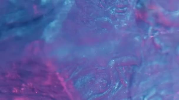 Vertical Video Neon Fluid Ink Splash Sparkling Frost Defocused Blue — Video