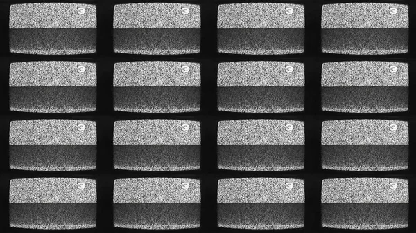 stock image Glitch screen TV set static noise. Retro technology. Black white grain texture channel distortion on old television display pattern dark illustration abstract background.