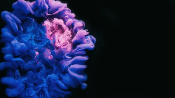 Goccia Fluida Dipingi Acqua Esplosione Soffiata Luminoso Rosa Blu Viola — Foto Stock