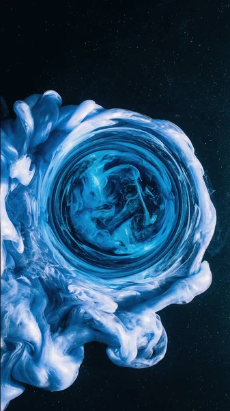 Smoke Swirl Ink Water Cosmic Blast Night Galaxy Blue Color — Stock Photo, Image
