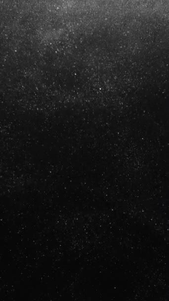 Verticale Video Drijvend Stof Nachtsneeuw Sterrenstofstorm Graantextuur Overlay Zilverkleurige Witte — Stockvideo