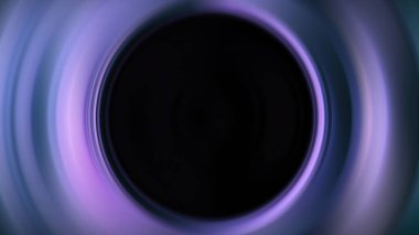 Neon çerçeve. Bulanık parıltı. Geçit deliği. Siyah fotokopi alanı soyut illüstrasyon arkaplanı olan mor renk gradyan yuvarlak çember.