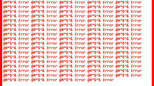 Programmfehler Codeversagen Computerpanne Rote Farbe System Skript Verzerrung Verschlüsselung Textsymbol — Stockfoto