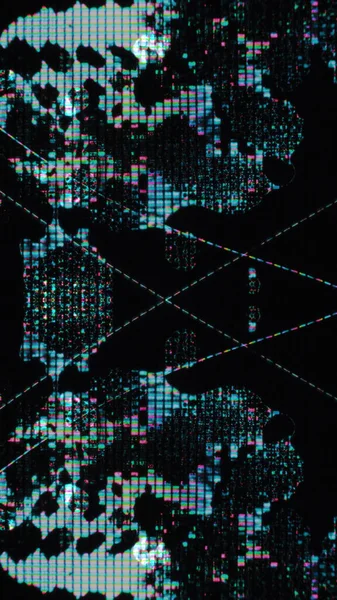 디지털 기하학적 결함이야 매트릭스 인공물 색밝은 잡음어두운 미래의 추상적 — 스톡 사진