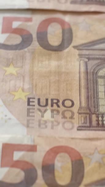 Vertikales Video Euro Bargeld Hintergrund Geld Europäische Fremdwährung Weltwirtschaft Nahaufnahme — Stockvideo