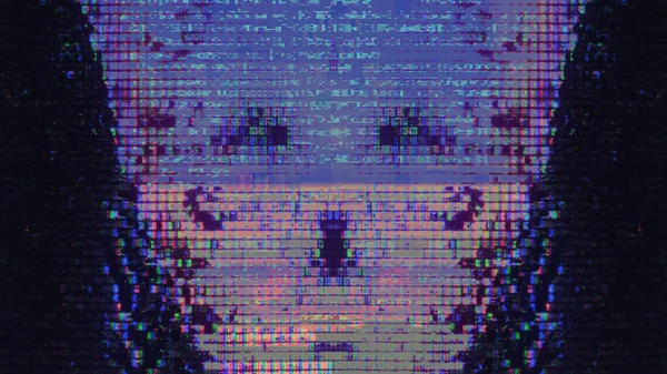 Falha Cibernética Textura Mosaica Artificial Inteligência Fluorescente Rosa Azul Cor — Fotografia de Stock