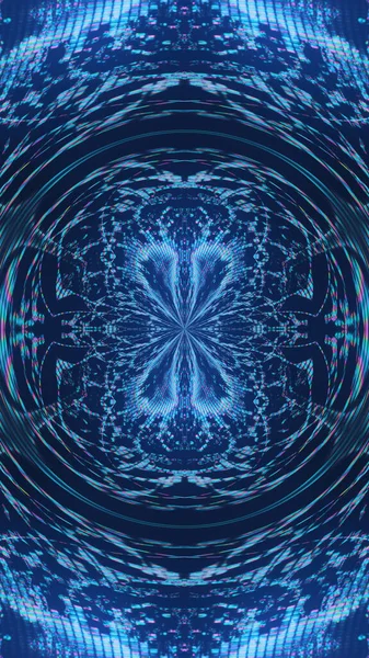 Fütürist Bir Hata Dijital Mozaik Elektronik Mandala Parlak Mavi Pembe — Stok fotoğraf