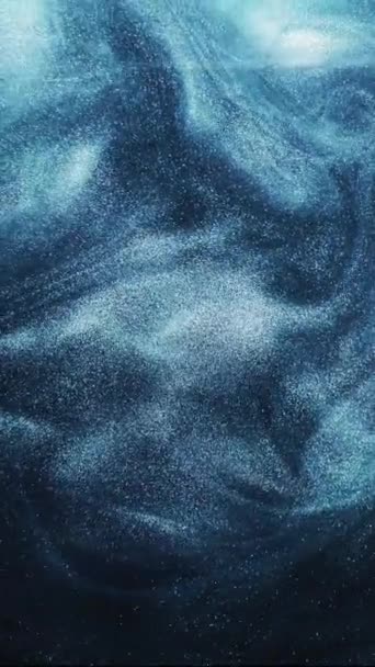 Vertikales Video Glitzernde Flüssigkeit Funkelnde Welle Tintenwasser Metallisch Blaue Farbe — Stockvideo