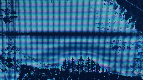 Fluido Digital Ruído Falha Textura Pixel Cor Rosa Azul Iridescente — Fotografia de Stock