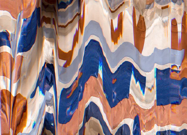 Textura Distorção Glitch Art Defeito Estático Bege Marrom Azul Cor — Fotografia de Stock
