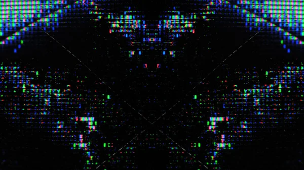 Glödande Pixel Glitch Konst Digitala Artefakter Neon Blå Rosa Grön — Stockfoto