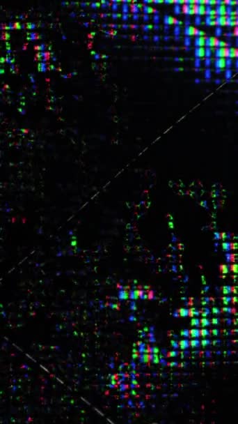 Вертикальное Видео Глюкозная Жидкость Брызги Пикселей Электронные Артефакты Розово Сине — стоковое видео