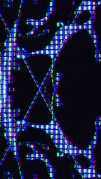 Vertikales Video Digitale Kunst Fehlanzeige Sci Technologie Fluoreszierende Blau Grün — Stockvideo