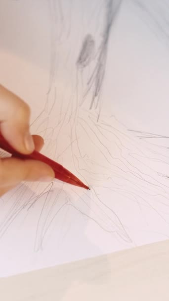 Κάθετο Βίντεο Καλλιτεχνική Δημιουργικότητα Καλλιτεχνικό Παιδί Ζωγραφική Χόμπι Αγνώριστο Κορίτσι — Αρχείο Βίντεο