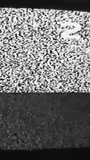 Vidéo Verticale Distorsion Chaîne Télévision Glitch Mauvais Signal Noir Blanc — Video