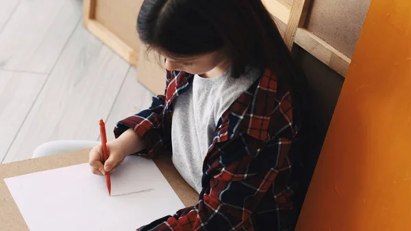 Drawing Girl Art Process Inspiration Muse Female Kid Creating White — Stock Photo, Image