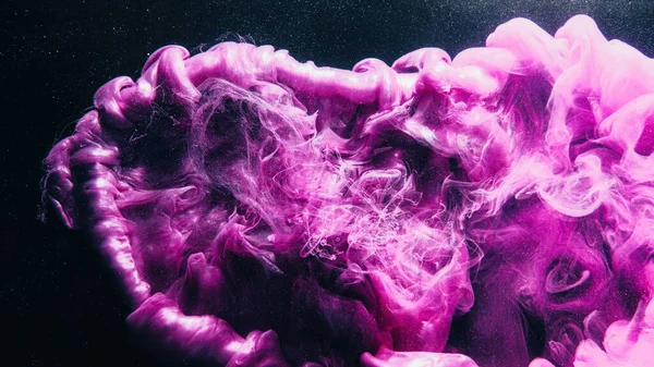 Rozprysk Płynu Para Barw Woda Atramentowa Różowy Fioletowy Świecący Wybuch — Zdjęcie stockowe