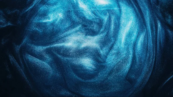 Csillámpor Folyadék Festékvíz Ragyogó Örvény Oracle Gömb Kék Szín Izzó — Stock Fotó