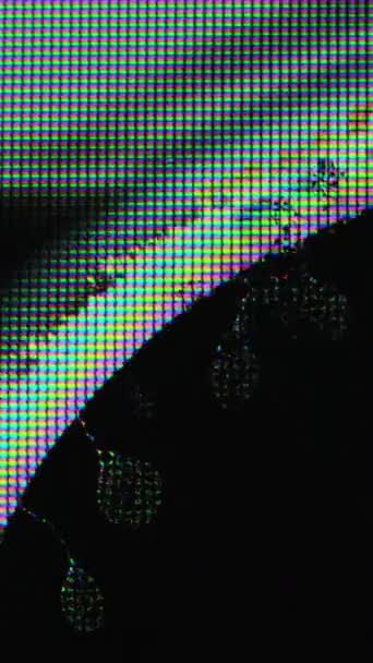 Вертикальное Видео Пиксельное Свечение Звуковая Волна Цифровой Глюк Сине Розовый — стоковое видео