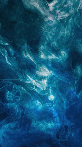 Vapor cloud. Paint water. Mist texture. Sea wave. Blue color glossy steam haze cloud floating abstract art background with free space.