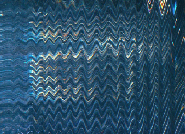 Glitch Textuur Statisch Geluid Schermvervorming Blauw Oranje Kleur Golf Patroon — Stockfoto