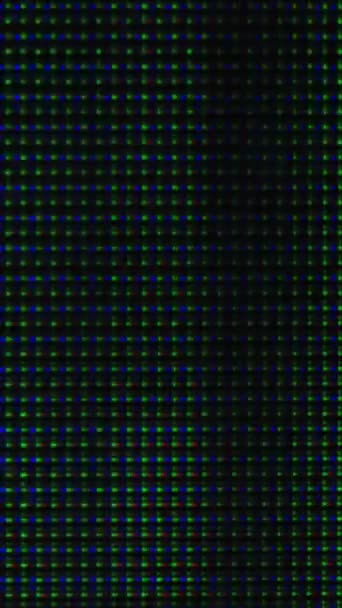Vertikales Video Fehlanzeige Getreidelärm Bildschirmverzerrung Grün Blau Rosa Farbe Glühende — Stockvideo