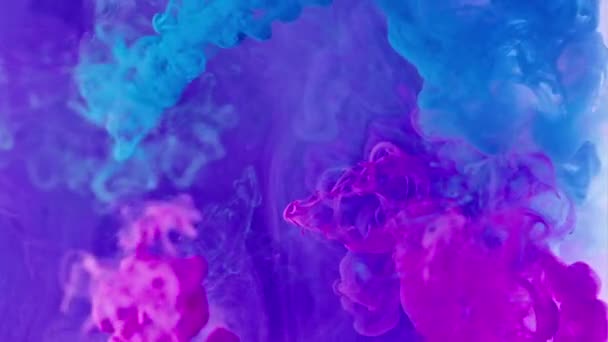 Festékrobbanás Tinta Fröccsenés Színes Füst Élénk Rózsaszín Kék Kontraszt Gőz — Stock videók