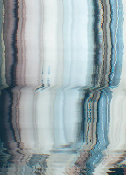 Sfondo Distorsione Glitch Texture Rumore Statico Blu Bianco Beige Linee — Foto Stock
