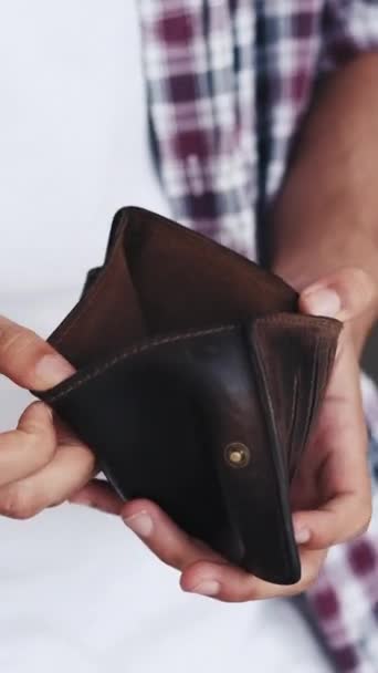 Vertikální Video Žádné Peníze Problém Chudobou Finanční Krize Ekonomický Bankrot — Stock video