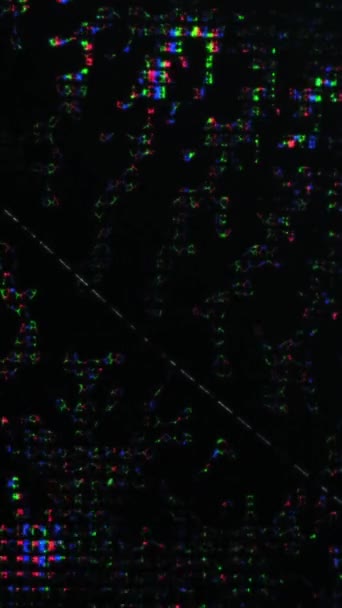 Pionowe Wideo Płyn Cyfrowy Sztuka Usterki Wyświetlacz Lcd Fluorescencyjny Czerwony — Wideo stockowe