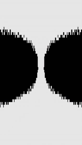垂直录像 Pixel频率 8位音频均衡器 白色抽象复制空间背景下的黑色电子故障噪声节奏脉动闪烁运动 — 图库视频影像