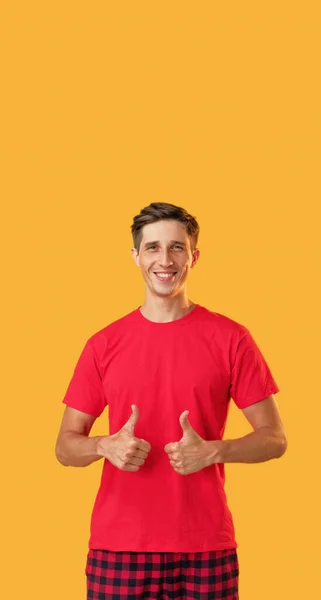 Approval Gesture Nice Job Great Achievements Attractive Happy Satisfied Man — Stock Photo, Image