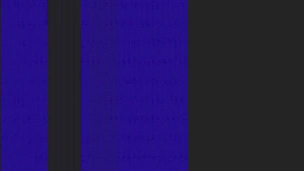 Vhs噪声模拟故障 旧录像带倒带 黑暗抽象背景下的蓝色黑色闪烁颗粒线Vcr记录器频率缺陷 — 图库视频影像