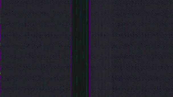 Vhs故障 模拟噪音 过渡效果 紫色绿色真闪颗粒条纹静态畸变深色抽象背景 — 图库视频影像