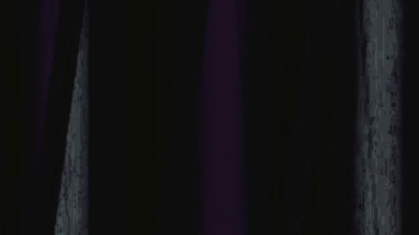 Vhs故障闪烁畸变 旧录像带倒带 深黑抽象背景下紫色条纹纹理真实模拟伪影噪声运动 — 图库视频影像