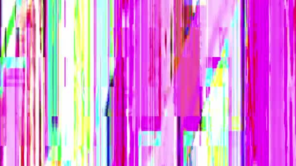 Битный Сбой Пиксельного Шума Компьютерный Вирус Розовый Голубой Желтый Цвет — стоковое видео