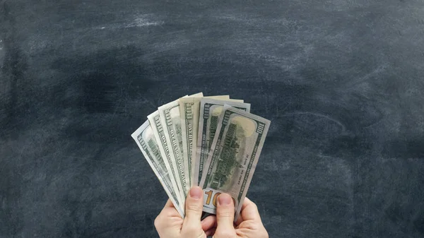 Χρήματα Χειρονομίες Οικονομική Απάτη Γυναίκα Χέρι Κλέβει Ανεμιστήρα Δολάριο Από — Φωτογραφία Αρχείου