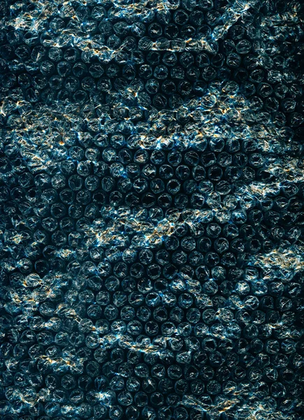 Struktura Bublinkové Fólie Grunge Pozadí Vrásčitý Zvuk Modrá Oranžová Černá — Stock fotografie
