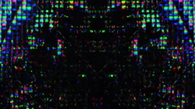 Parlak bir arıza. Ekran bozulması. Kırık ekran. Mavi pembe renk sıvı kristal titreşim hareketi koyu siyah soyut sanat arka planı.