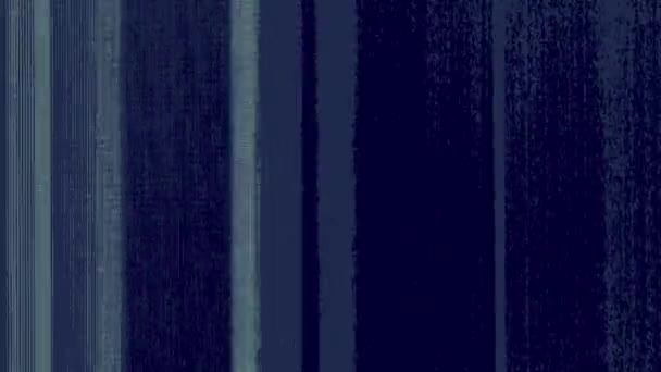 デジタル グリッチ 静的な騒音 プログラムエラーだ 濃い黒の抽象的な背景に青い緑の色の穀物のテクスチャフリッカーストライプ歪みの動き — ストック動画
