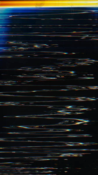 Glitch Texture Schermo Disturbato Distorsione Analogica Blu Arancio Colore Luce — Foto Stock