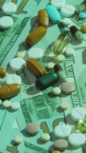 Pionowe Wideo Wydatki Opiekę Zdrowotną Koszty Leków Handel Narkotykami Marketing — Wideo stockowe