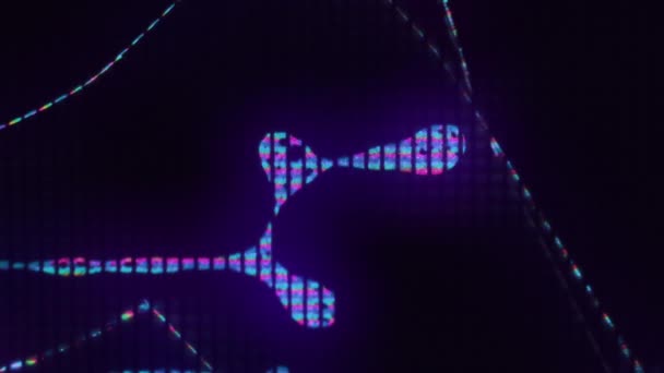 Seni Digital Fluida Glitch Layar Rusak Neon Ungu Merah Muda — Stok Video