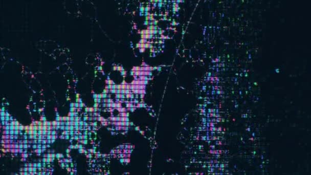 Falha Cibernética Fluido Digital Distorção Electrónica Neon Iridescente Rosa Ciano — Vídeo de Stock