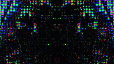 Parlak bir arıza. Ekran bozulması. Kırık ekran. Mavi pembe renk sıvı kristal titreşim hareketi koyu siyah soyut sanat arka planı.